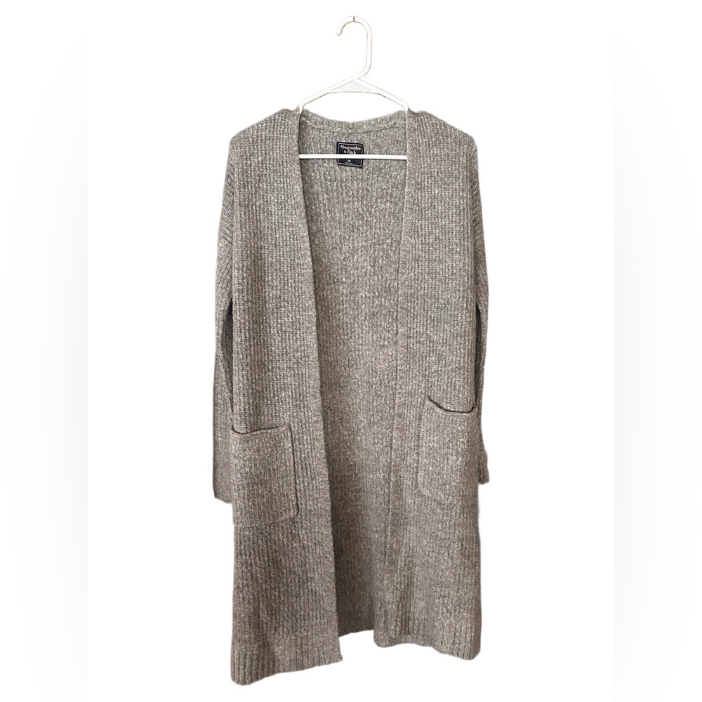Gray Open Front Cardigan Sweater